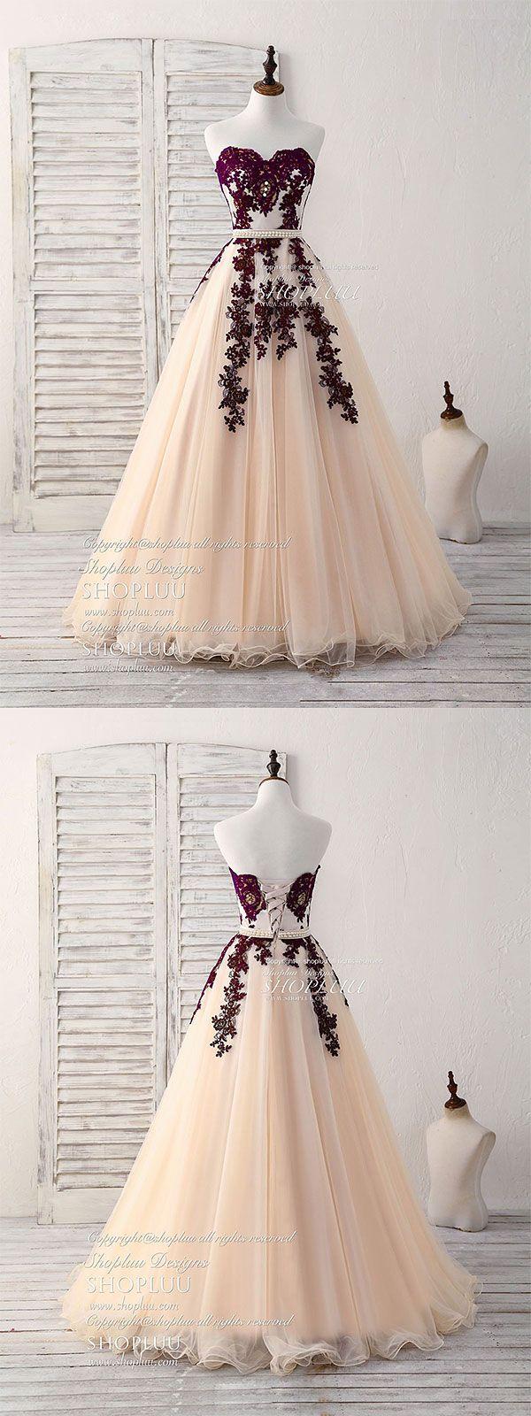 Mariage - Burgundy Sweetheart Tulle Long Prom Dress, Burgundy Evening Dress