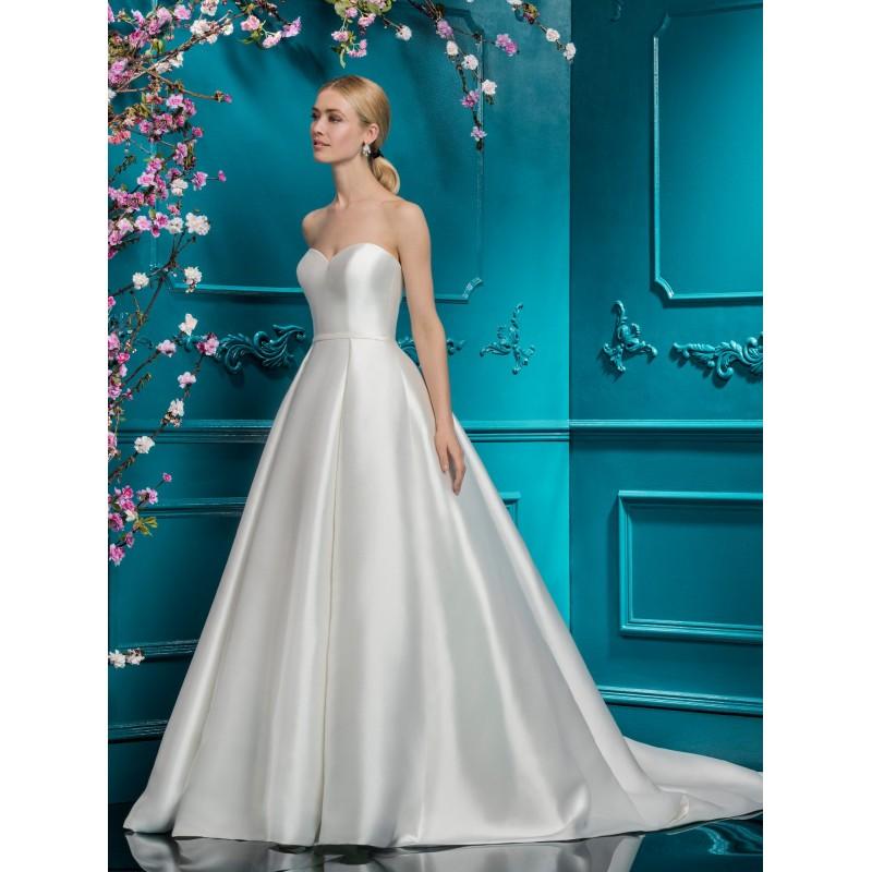 Mariage - Ellis Bridal 2018 Style 19118 Zipper Up Satin Chapel Train Ivory Simple Sleeveless Sweetheart Ball Gown Bridal Dress - Rich Your Wedding Day