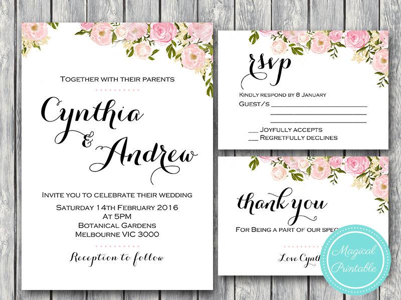 peonies elegant wedding invitation, rsvp, engagement party