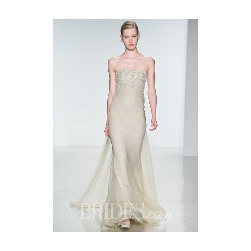 Mariage - Amsale - Spring 2015 - Strapless Silk Chiffon Sheath Wedding Dress with a Beaded Bodice - Stunning Cheap Wedding Dresses