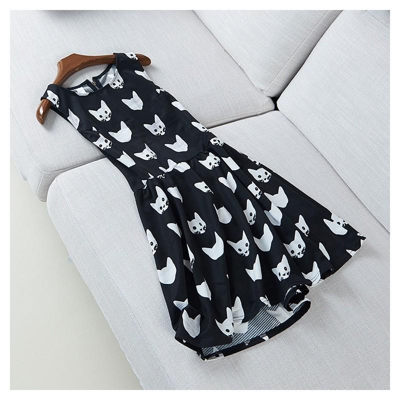 Mariage - Sweet Printed Slimming Sleeveless Dress Skirt - beenono.com