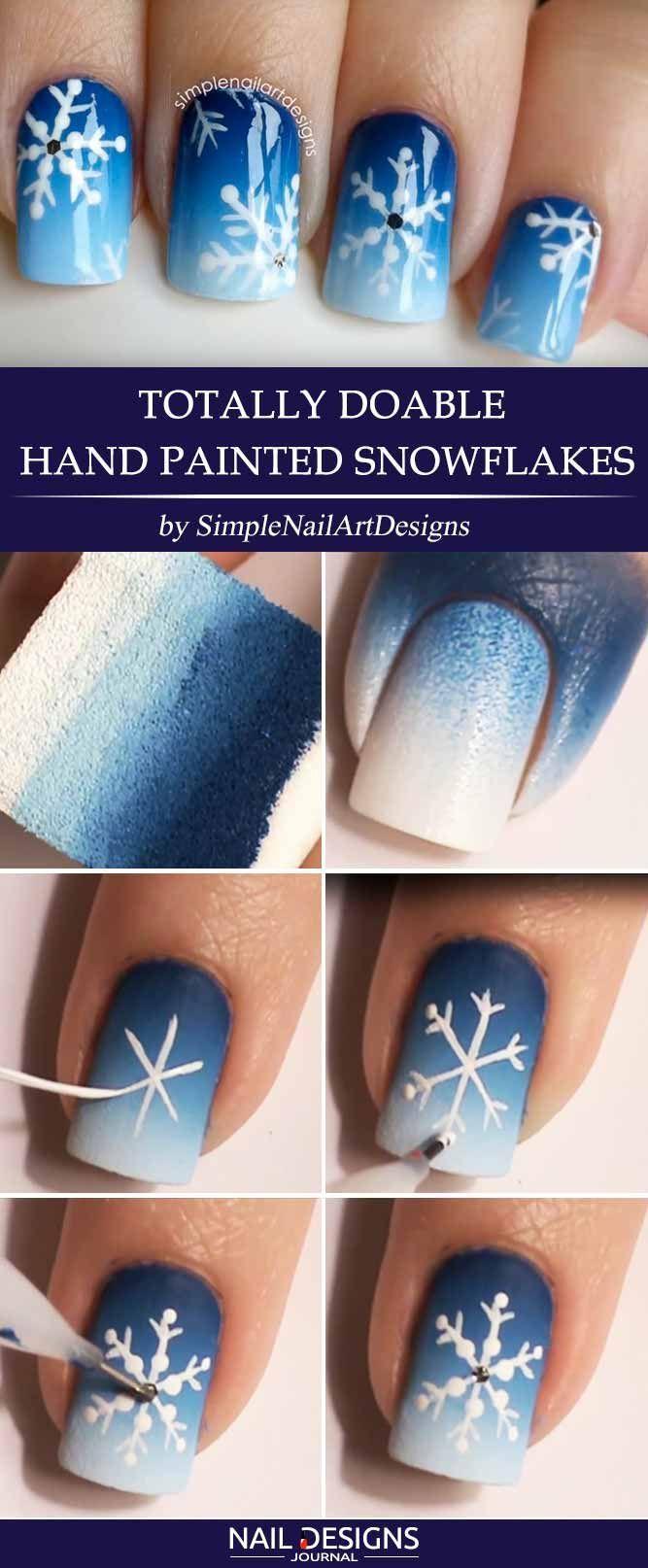Hochzeit - 7 Best Tutorials On Snowflake Nails Designs