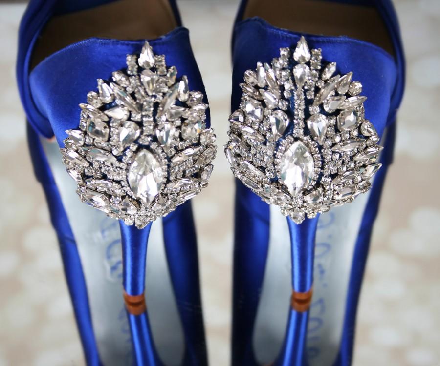 Hochzeit - Wedding Shoes, Blue Wedding Shoes, Something Blue, Jeweled Heel Shoes, Blue Bridal Accessories, Bling Wedding Shoes, Crystal Wedding Shoes