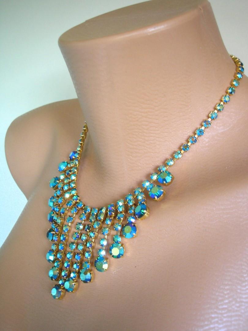 Mariage - Peacock Blue/Green Rhinestone Necklace