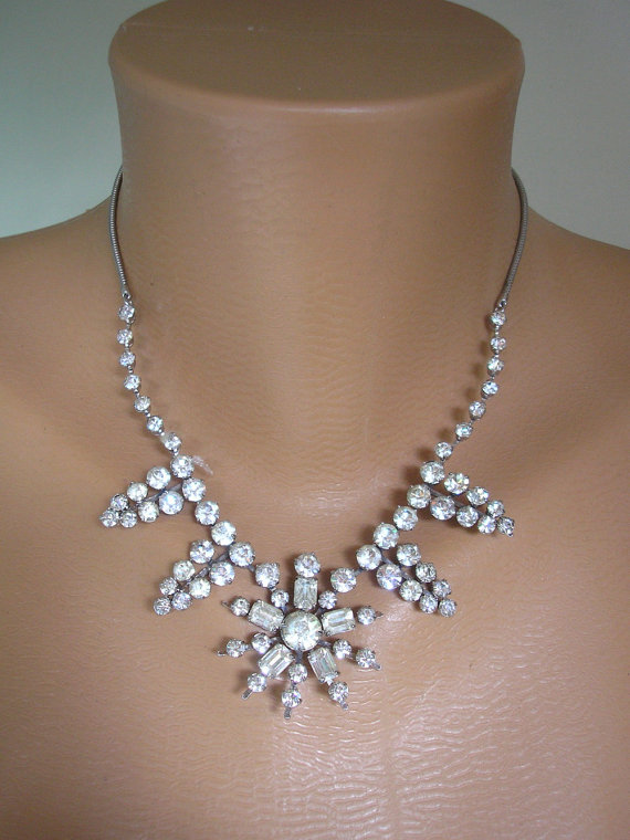 Свадьба - Crystal Bridal Necklace, Wedding Jewelry
