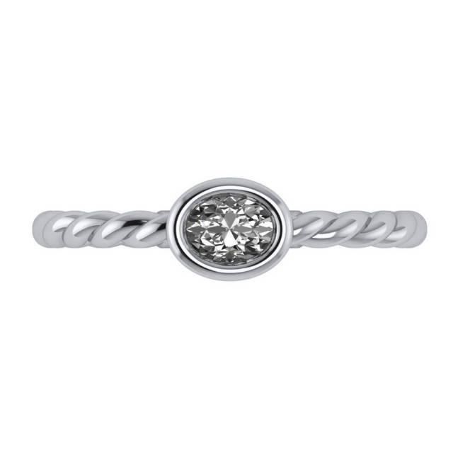 زفاف - GIA Certified 0.50 Carat Oval Diamond Bezel Solitaire Ring East-West, Twisted Rope Ring, Engagement Rings for Women, Simple Wedding Rings - $2790.00 USD