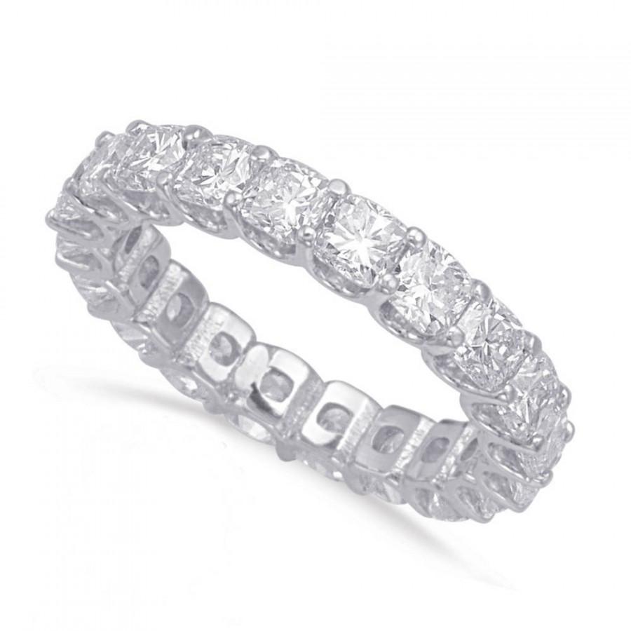 Wedding - Raven Fine Jewelers, 6.60 Carat Cushion Cut Diamond Eternity Band 18k White Gold or Platinum, Cushion Diamond Weddind Bands - $18530.00 USD