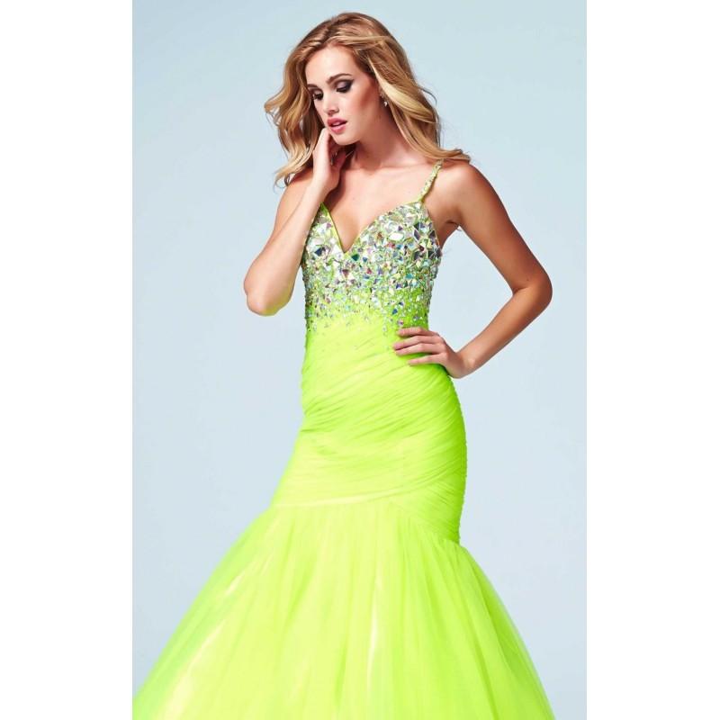 زفاف - Neon Lime Sequined Mermaid Gown by Cassandra Stone - Color Your Classy Wardrobe