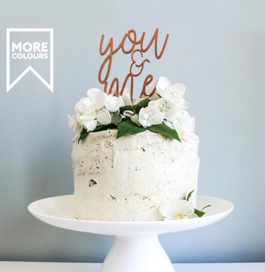 Свадьба - You & Me Anniversary Cake Topper, Script Cake Topper, Wooden Cake Topper, Wedding Cake Toppers, Anniversay, Wedding Cake Decor