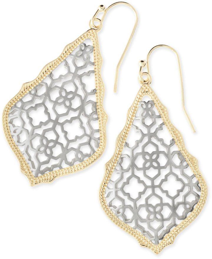Hochzeit - Addie Gold Drop Earrings in Silver Filigree