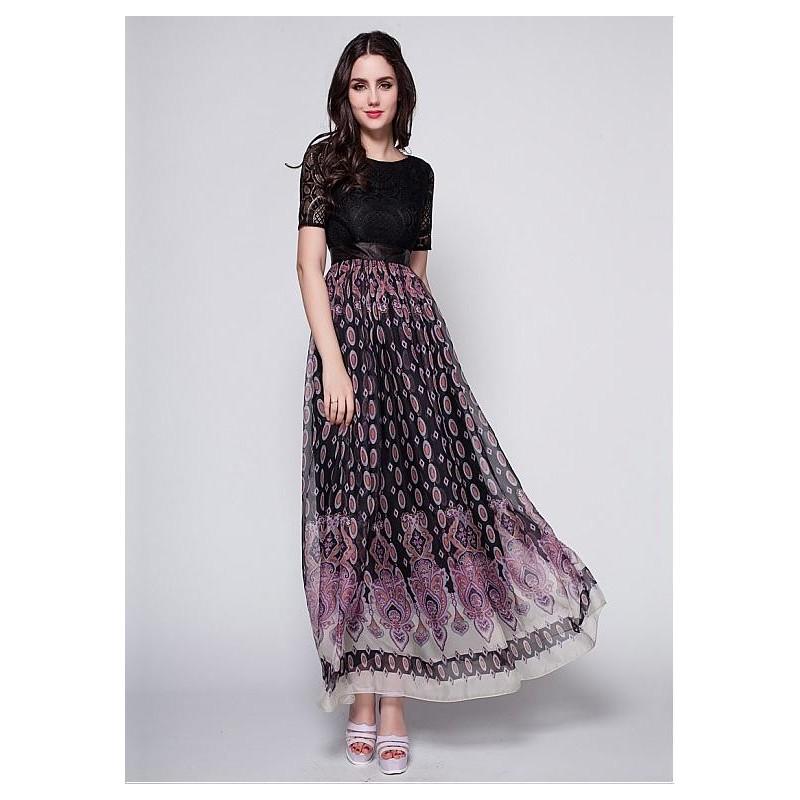 زفاف - In Stock Glamorous Lace & Chiffon Bateau Neckline A-Line Evening Dress - overpinks.com