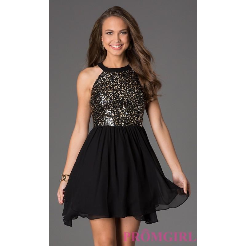 زفاف - Short Sleeveless Sequin Embellished Dress - Brand Prom Dresses