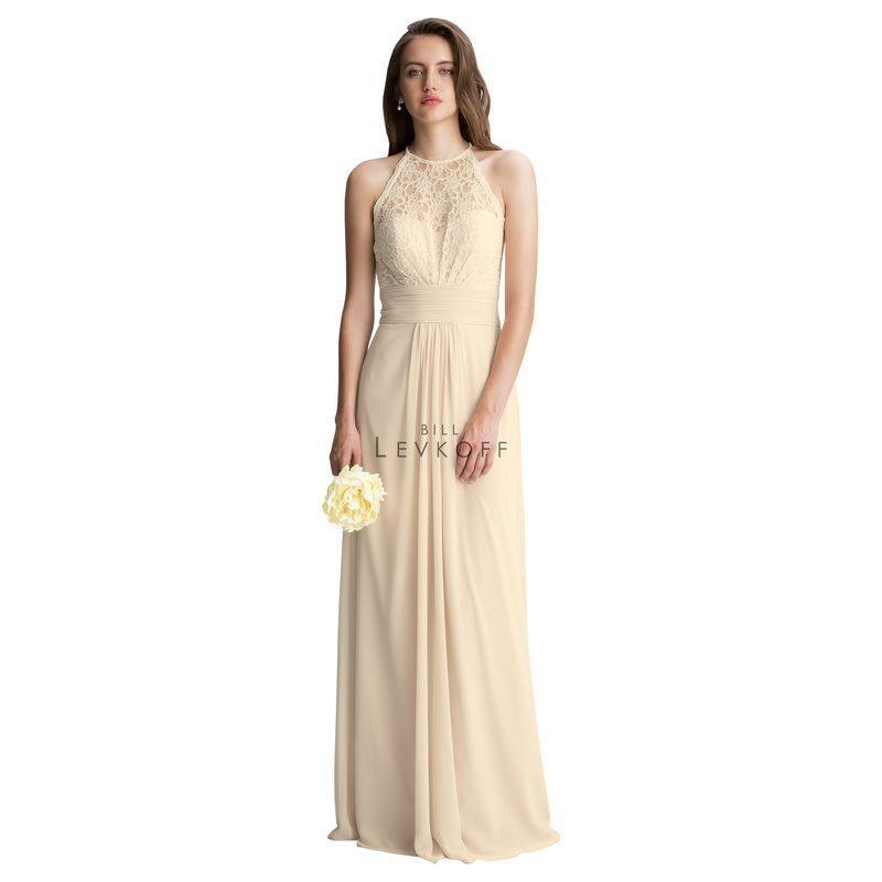 زفاف - Bill Levkoff 1412 Halter Chiffon and Lace Floor Length Bridesmaid Dress - Crazy Sale Bridal Dresses