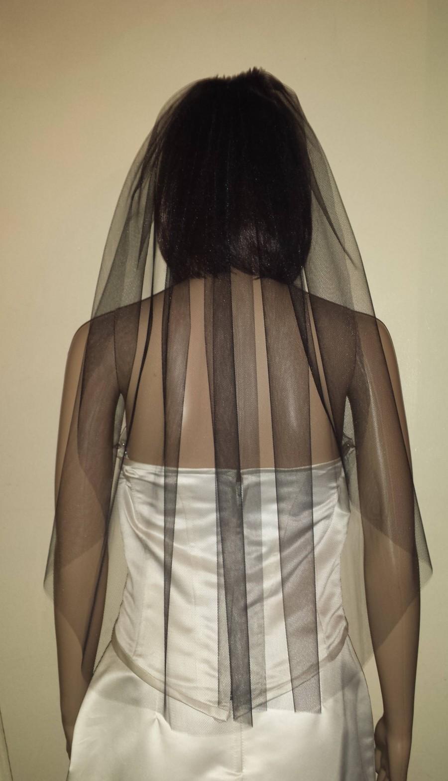 Hochzeit - Black veil 30" 1 Tier Gothic  wedding veil Cut edged. FREE UK POSTAGE