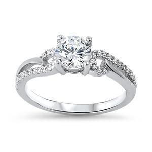زفاف - 1CT Round Cut Russian Lab Diamond Engagement Ring
