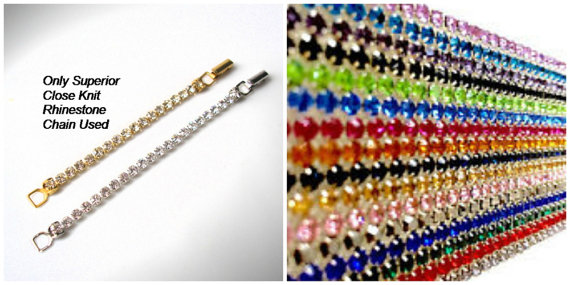 Wedding - COLORED Rhinestone Necklace Extender SILVER Extender