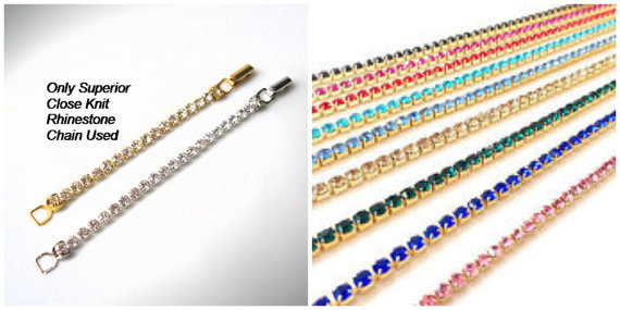 Mariage - COLORED Rhinestone Necklace Extender GOLD Extender