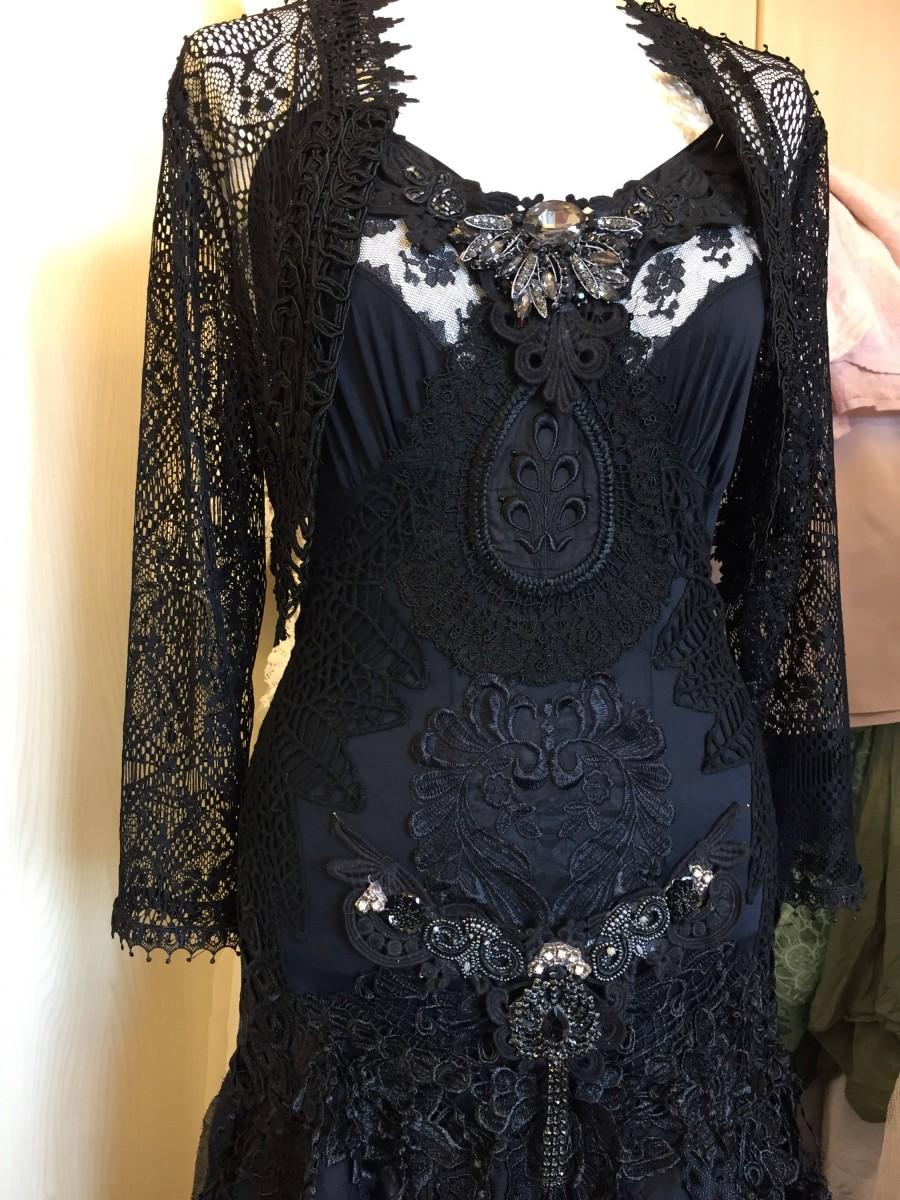 زفاف - Steampunk  black wedding dress ,Goth party dress, black witch dress,Black swan dress,lace,sexy black cocktail dress,black avant Garde dress,