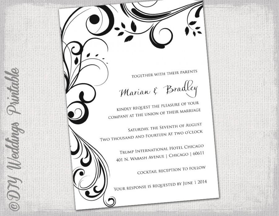 Wedding Invitation Templates Black And White Scroll Invitations YOU 