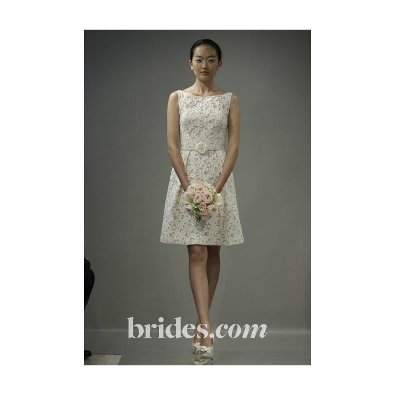 Hochzeit - Theia - Fall 2013 - Style 890030 Knee-Length Sleeveless A-Line Lace Wedding Dress with Bateau Neckline - Stunning Cheap Wedding Dresses