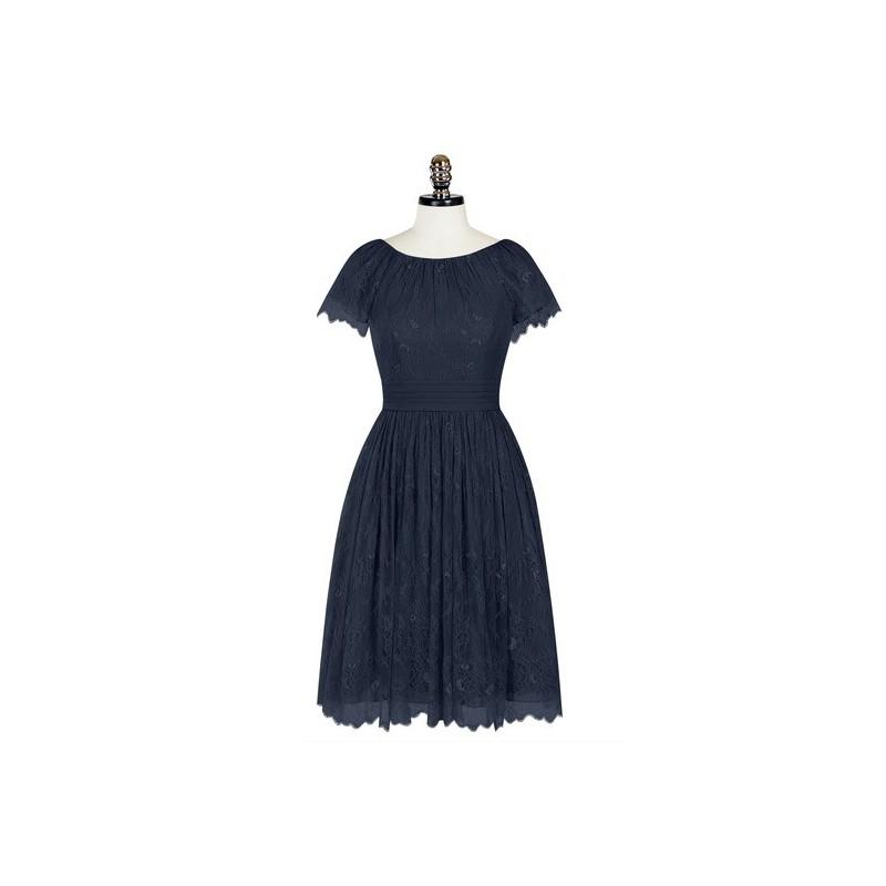 Mariage - Dark_navy Azazie Phoebe - Scoop Knee Length Chiffon And Lace Back Zip Dress - Charming Bridesmaids Store