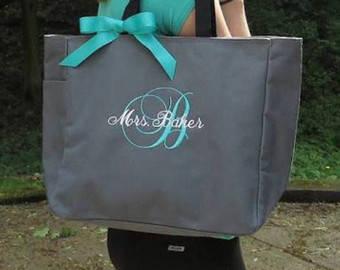 Mariage - Bridesmaid tote bags , Set of 6 bridesmaid gifts , tote bag , beach bag , bachelorette party gift ,wedding bag , wedding tote bags