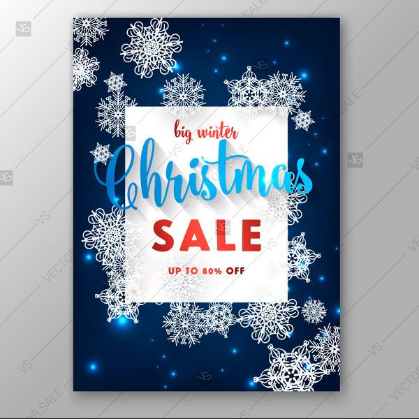Mariage - Christmas winter sale snowflake blue background