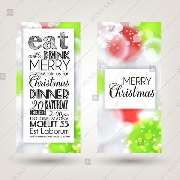 Mariage - Merry Christmas Party invitation card template blurred background