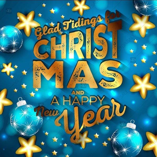 Mariage - Merry Christmas invitation gift box fir bow gold stars light garland balls