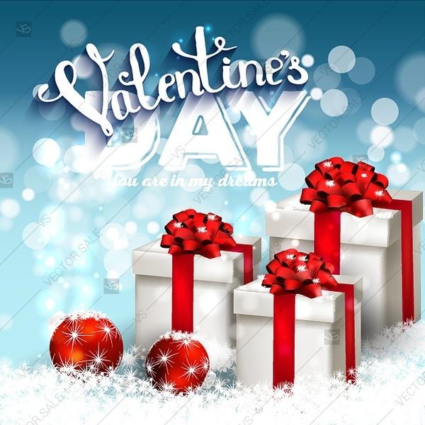 زفاف - Valentines Day Greetig Card with red hearts gift boxes