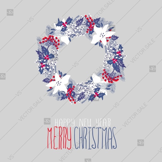زفاف - Christmas party invitation with needle fir pine wreath