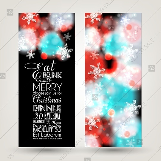 Wedding - Christmas party invitation with fir branches and balls