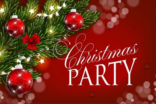 زفاف - Christmas party invitation with fir wreath branches and balls