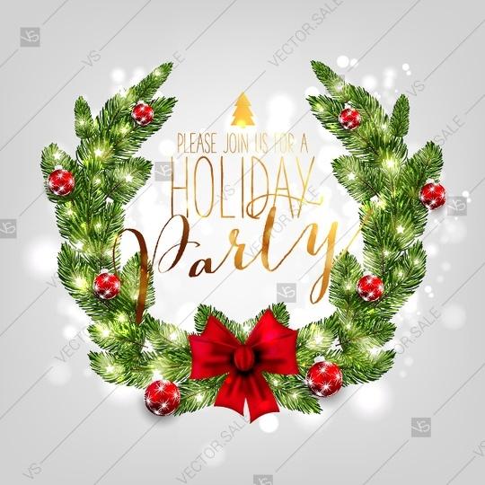 زفاف - Christmas party invitation card template with geometric background and deer and lights