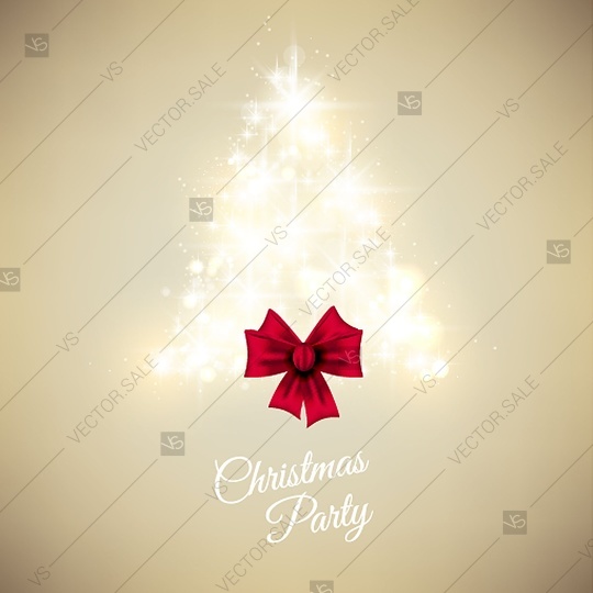 Свадьба - Lights christmas tree Merry Christmas party invitation template greeting card
