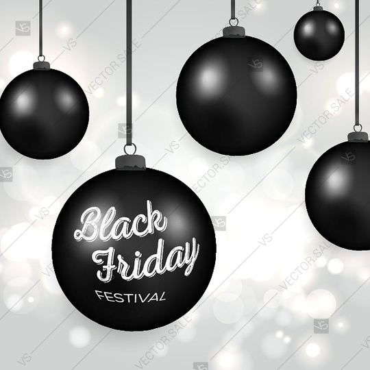 Свадьба - Black Friday Calligraphic Designs. Poster Sale Christmas black balls red bow Vector illustration.