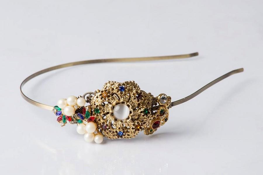 Свадьба - Bridal Tiara - Medieval Renaissance - Vintage Jewelry Collection Headband - Wedding Tiara - Rhinestone Headpiece- Royal Antique