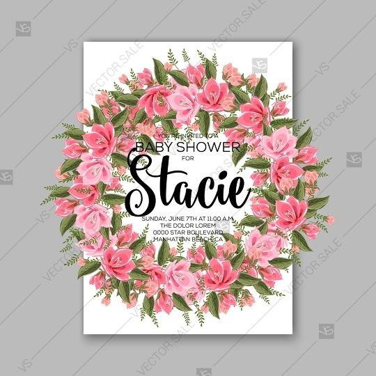 زفاف - Baby shower invitation template with tropical flowers of magnolia