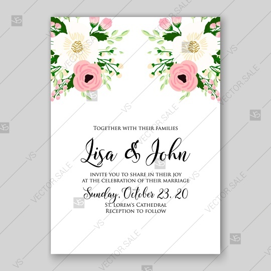 Mariage - Pink ranunculus wedding invitation printable template