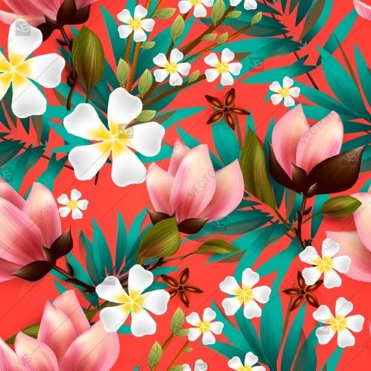 Свадьба - Magnolia exotic floral seamless pattern tropical palm leaves