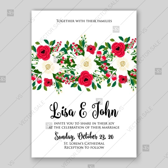 زفاف - Purple ranunculus rose peony anemone wedding invitation printable template