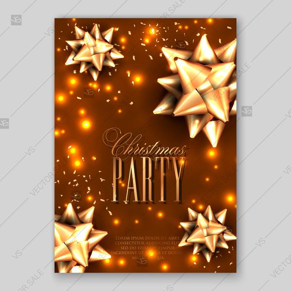 زفاف - Christmas party invitation gold bow and garland lights