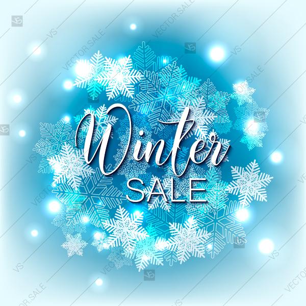Mariage - Christmas winter sale snowflake blue background