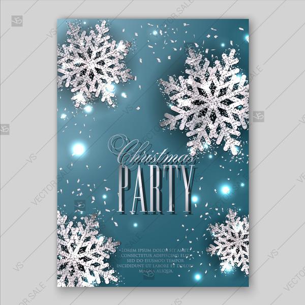 Wedding - Merry Christmas Party Invitation with gold snowflake and lights confetti