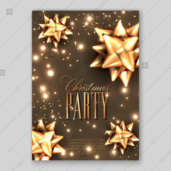 زفاف - Christmas party invitation gold bow and garland lights