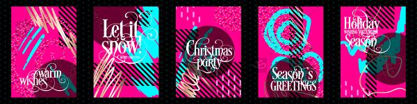 زفاف - Merry Christmas party invitation poster in memphis stile