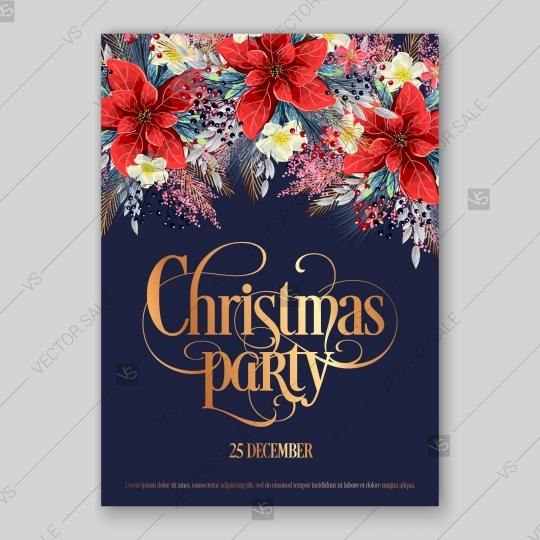 Wedding - Poinsettia Christmas Party Invitation sample card beautiful winter floral ornament