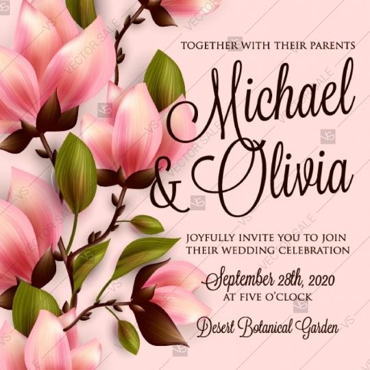 Mariage - Magnolia wedding invitation vector template card