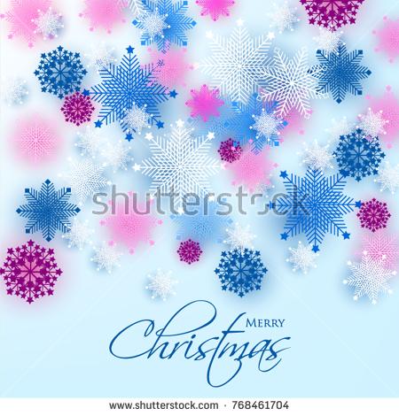 زفاف - Snowflake Merry Christmas blue background pary invitation winter card