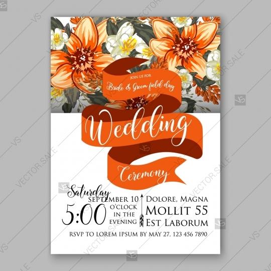 Mariage - Orange peony wedding invitation template